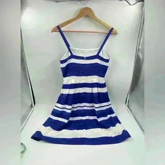 Ann Taylor LOFT Women's 2P Blue White Striped Spaghetti Strap Sleeveless Dress - Picture 10 of 11